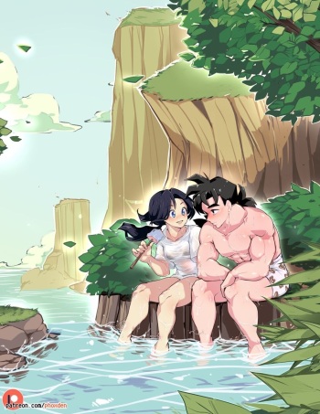 Puffphox artwork mix with Gohan x Videl one shot comic cover