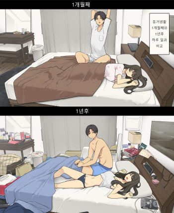 동거생활 1개월째와 1연휴, 아침기상부터 취침까지 비교 cover