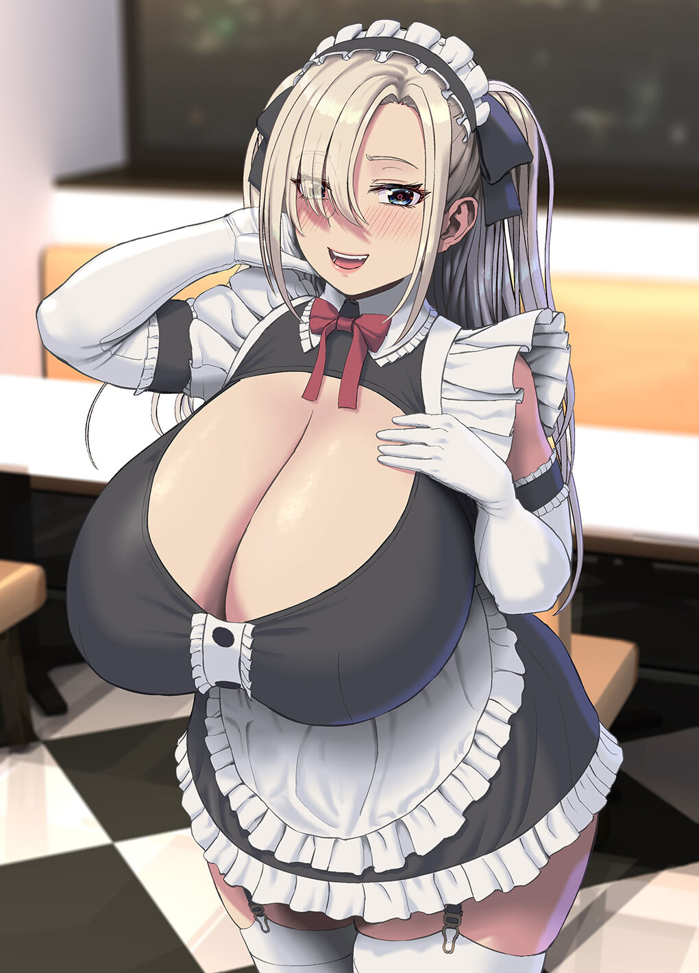 行きつけの店で働くデカ乳母乳メイドさん page 4 full