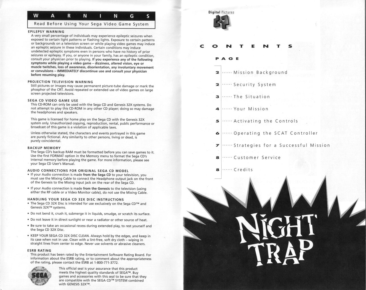 Night Trap Manual page 2 full