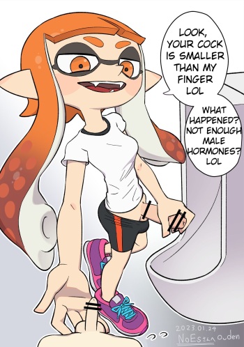 Futanari Squid gets entangled in the men's restroom cover