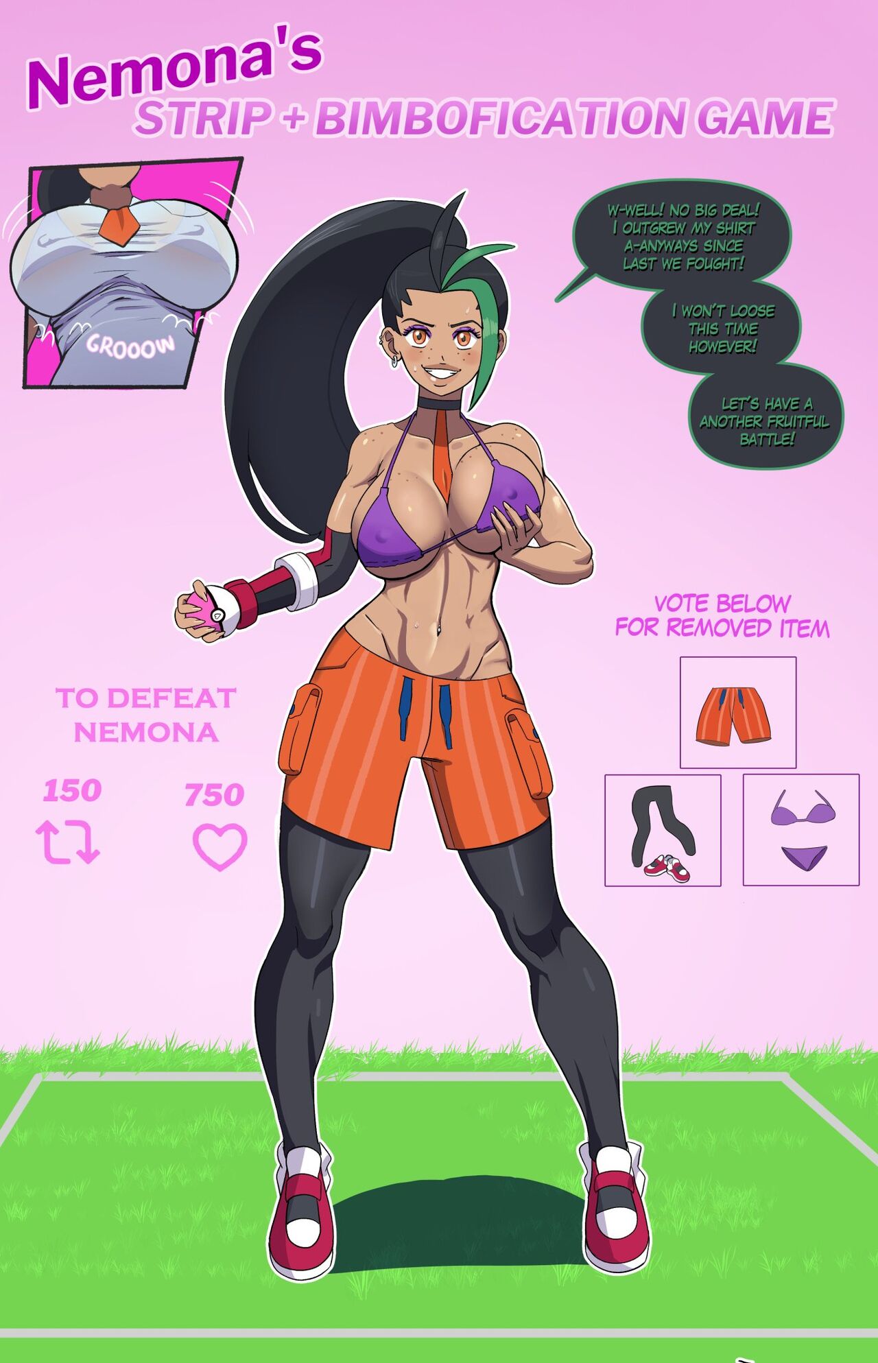 Annon: Nemona’s strip+bimbofication game page 2 full