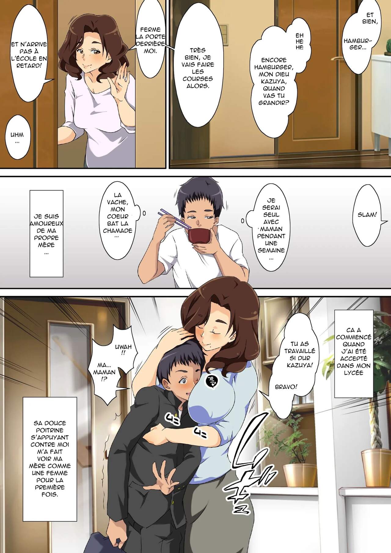 Kaa-san ni Ore no Chinpo Ataetara Yokkyuu Fuman datta Rashiku Chou Dohentai ni Henbou | J'ai couché avec ma mère, elle était super frustrée et s'est transformée en vraie perverse. page 4 full