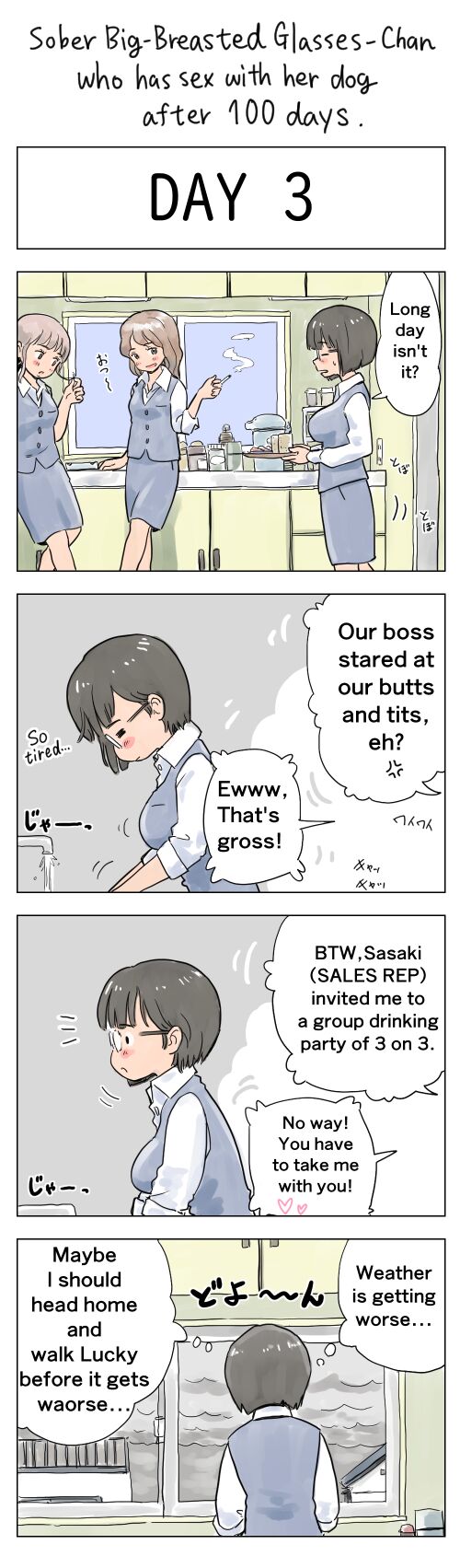 Plain Big-Breasted Glasses-Chan who has sex with her dog after 100 days page 3 full
