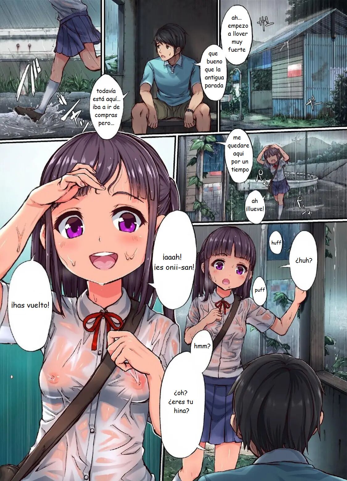 Inaka Shoujo to Asobou ~Nuresuke Amayadori Hen~ | Jugando con una chica de campo que tiene su ropa mojada por la lluvia page 3 full