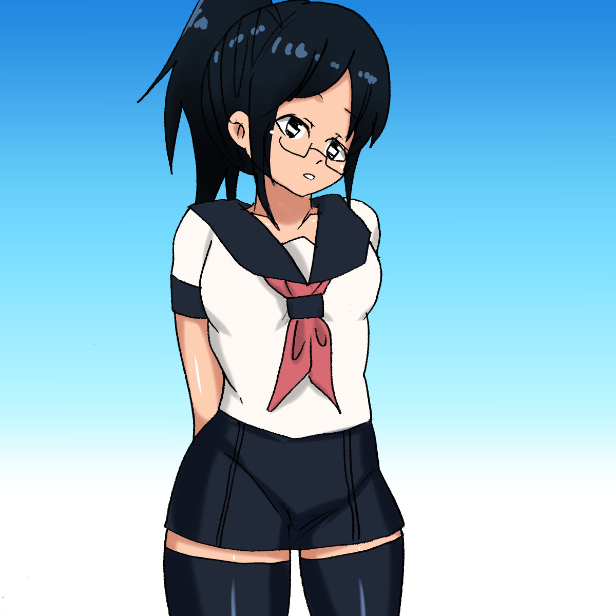 1au Ponytail Cool Megane Gakusei page 3 full