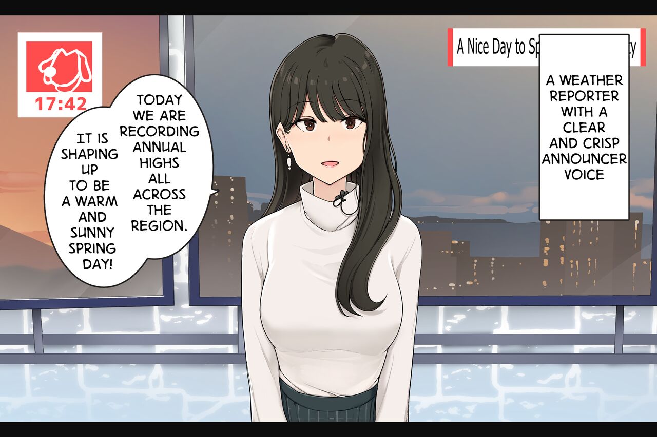 Shigoto de wa Meiryou de Kirei na Hassei dakedo Sex-chuu wa Torotoro Katsuzetsu de Amaikoe Dashichau Otenki Onee-san | A Weather Reporter With a Clear Announcer Voice that Melts During Sex page 1 full