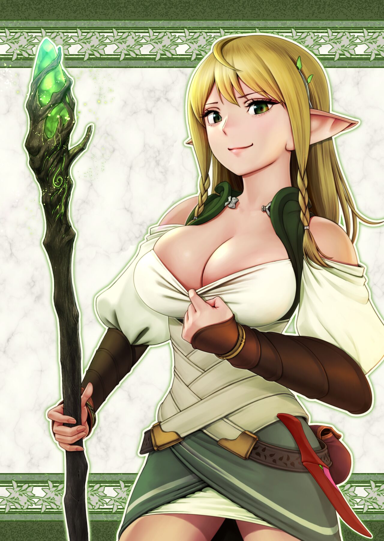 Fel to Mana no Mori -Taieki de Tairyoku Kaifuku sasetekureru Bakunyuu Healer Elf- | Fel and the Forest of Mana -The big titty elf healer recovers my stamina with her bodily fluids- page 2 full