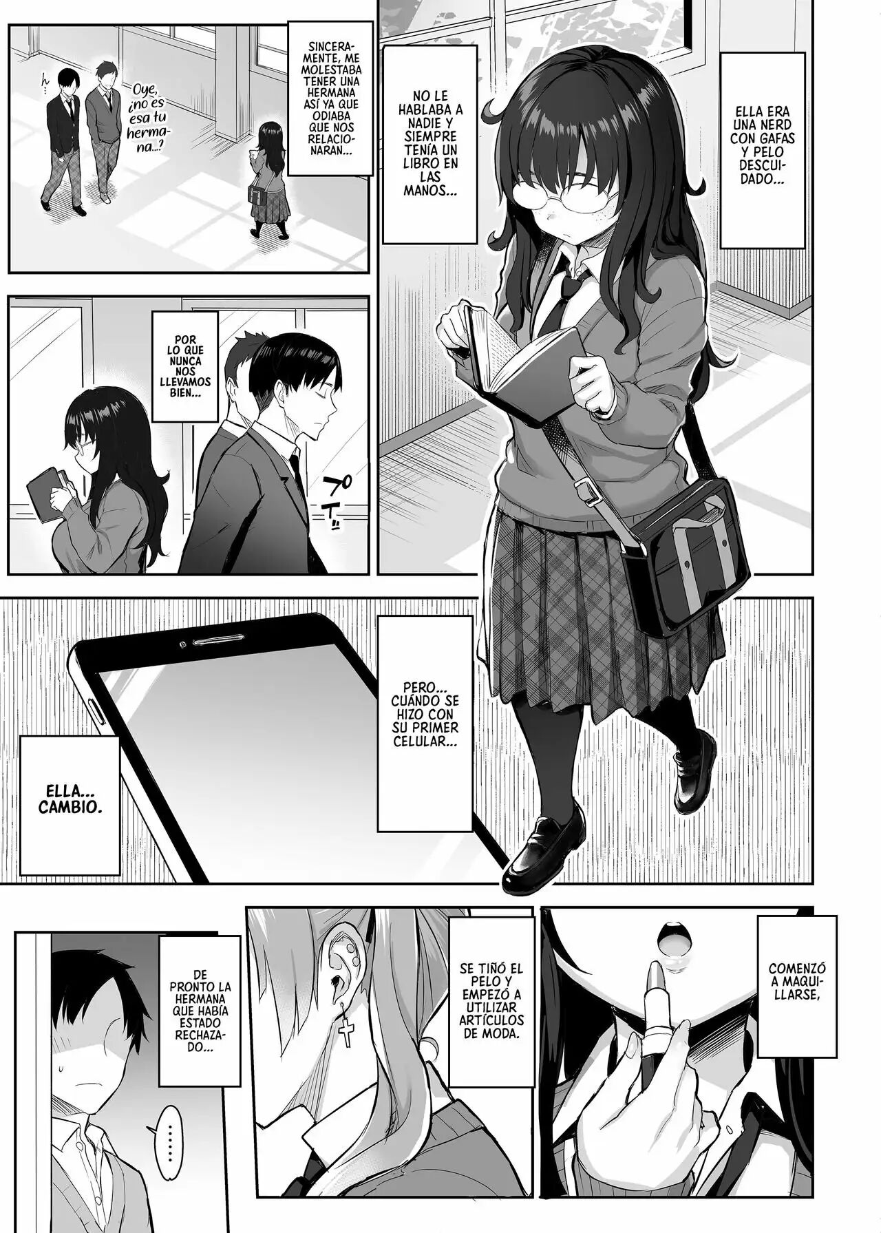 Ichibocchi  Moto InCha no Kyonyuu Yariman Imouto ga Erosugite, Onii-chan wa Mou...!! 1-3 | ¡¡Mi Hermanita Quien era una Comelibros se Convirtió en una Puta de grandes Tetas...!! 1-3 page 4 full