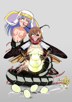 昆虫化して産卵する美琴とインデックス