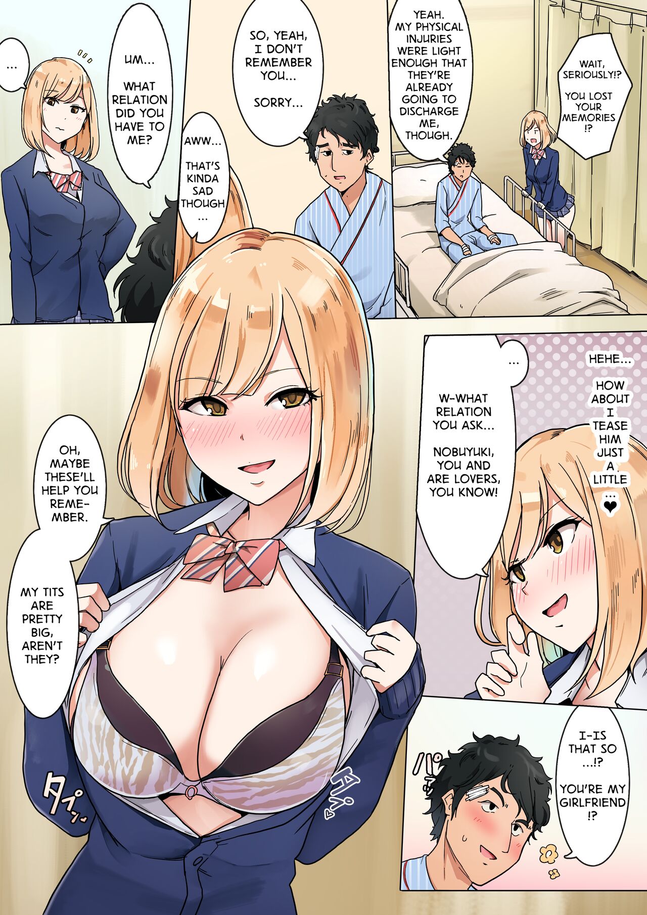 Kioku Soushitsu ni Natta Otoko Tomodachi ni Kanojo no Furi shichau Onnanoko no Hanashi | A Girl Pretending to be the Girlfriend of Her Friend Who Lost His Memories page 1 full