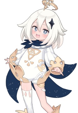 [Robo Mikan] Paimon-chan Tachie + Omake Rough (Genshin Impact)