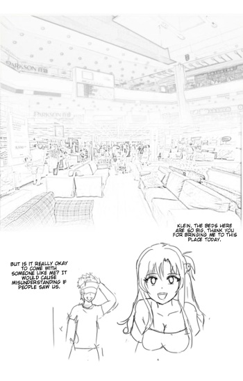 Asuna and Klein buying new bed. cover