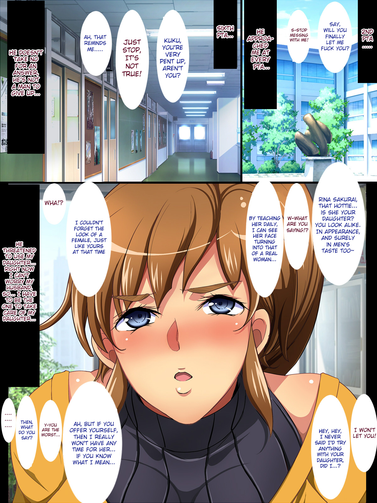 Kukkyou na Gatenkei Taiiku Kyoushi ni Tsuma to Musume ga Netorare Video Letter page 9 full