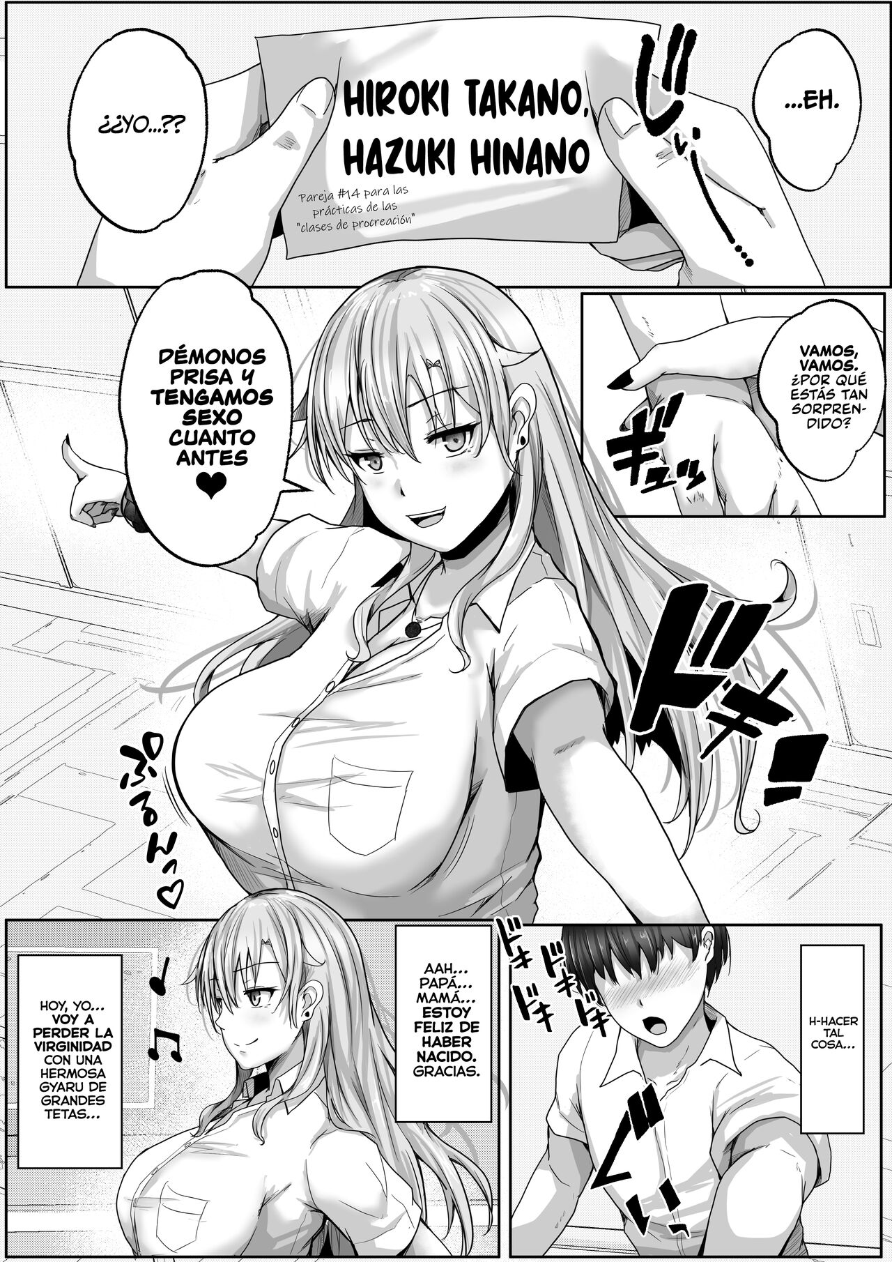 Kozukuri Jisshi Kamoku.Zetsurin no Boku o Yasashiku Fudeoroshi shite kureru Class no Ninki Gal | Clases de Procreación: Una Popular Gyaru de mi Misma Clase Toma mi Virginidad Amablemente. page 4 full